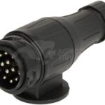 Enchufe de remolque de 13 polos, plástico, 12 V, tipo largo, terminales de rosca
