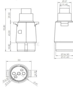 Enchufe de remolque de 5 polos, aluminio, 12 V, terminales roscadas