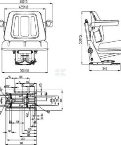 Asiento con suspensión mecánica, en PVC