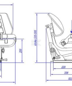 Asiento con suspensión mecánica, en PVC
