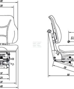 Asiento con suspensión mecánica, en PVC