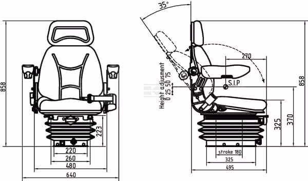 Asiento con suspensión mecánica, textil 3 Asiento con suspensión mecánica, textil