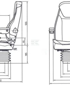 Asiento con suspensión mecánica, en PVC