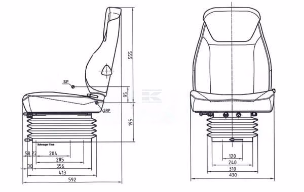 Asiento con suspensión neumática, textil 5 Asiento con suspensión neumática, textil