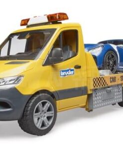 MB Sprinter, furgón grúa transporte vehículos con luz, sonido y deportivo incuido, BRUDER
