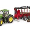 Tractor John Deere 7R 350 con remolque para árboles
