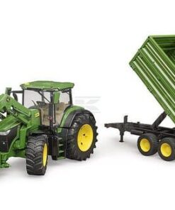 John Deere 7R 350 con cargador frontal y remolque