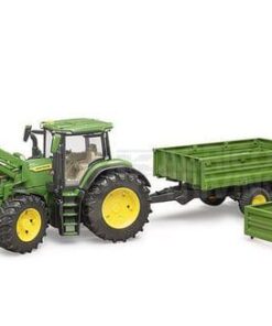 John Deere 7R 350 con cargador frontal y remolque