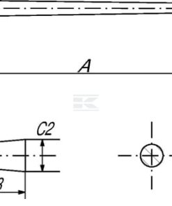 Púa de carga, recta, sección en doble T 36x810 mm, punta afilada con tuerca M22x1,5 mm, negra