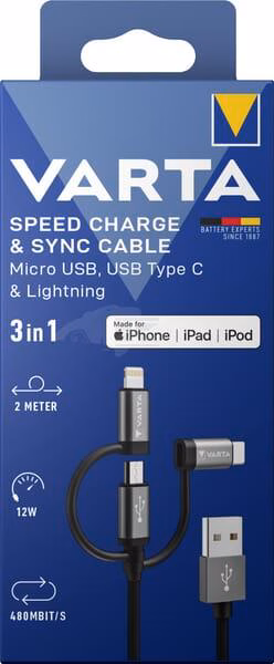 Cable Micro USB, USB tipo C, lightning 1 Cable Micro USB, USB tipo C, lightning