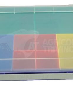 Caja de surtido con 9 compartimentos de polipropileno azul, 335 x 225 x 55 mm, Hünersdorff