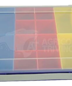 Caja de surtido con 14 compartimentos de polipropileno azul, 335 x 225 x 55 mm, Hünersdorff
