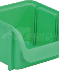 Caja almacenamiento apilable, polipropileno verde de 0,46 L, 100 x 115 x 75 mm, Linbin nº 1, Hünersdorff