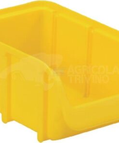 Caja almacenamiento apilable, polipropileno amarillo de 0,73 L, 100 x 165 x 75 mm, Linbin nº 2, Hünersdorff