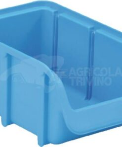 Caja almacenamiento apilable, polipropileno azul de 0,73 L, 100 x 165 x 75 mm, Linbin nº 2, Hünersdorff