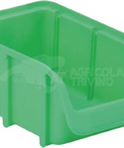 Caja almacenamiento apilable, polipropileno verde de 0,73 L, 100 x 165 x 75 mm, Linbin nº 2, Hünersdorff