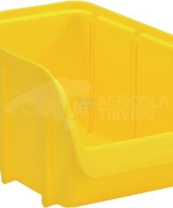 Caja almacenamiento apilable, polipropileno amarillo de 3 L, 145 x 240 x 125 mm, Linbin nº 3, Hünersdorff
