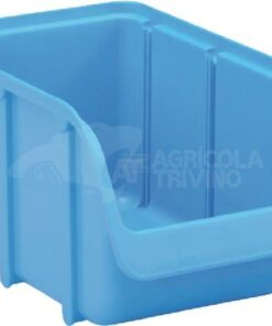 Caja almacenamiento apilable, polipropileno azul de 3 L, 145 x 240 x 125 mm, Linbin nº 3, Hünersdorff