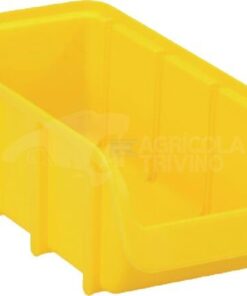 Caja almacenamiento apilable, polipropileno amarillo de 1 L, 100 x 215 x 75 mm, Linbin nº 2L, Hünersdorff