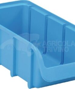 Caja almacenamiento apilable, polipropileno azul de 1 L, 100 x 215 x 75 mm, Linbin nº 2L, Hünersdorff