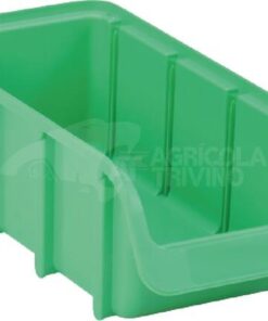 Caja almacenamiento apilable, polipropileno verde de 1 L, 100 x 215 x 75 mm, Linbin nº 2L, Hünersdorff