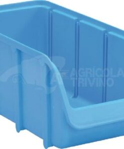 Caja almacenamiento apilable, polipropileno azul de 4,24 L, 146 x 318 x 127 mm, Linbin nº 3, Hünersdorff