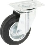 Rueda industrial giratoria en goma: Ø125 x 37,5 mm, placa soporte: 115 x 85 mm. Capacidad: 130 kg, Ro-Carr