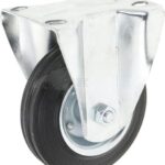Rueda industrial fija en goma: Ø125 x 37,5 mm, placa de soporte: 115 x 95 mm. Capacidad: 130 kg, Ro-Carr