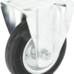 Rueda industrial fija en goma: Ø140 x 37,5 mm, placa de soporte: 115 x 95 mm. Capacidad: 140 kg, Ro-Carr