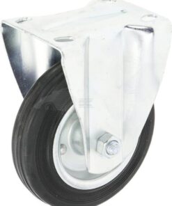 Rueda industrial fija en goma: Ø140 x 37,5 mm, placa de soporte: 115 x 95 mm. Capacidad: 140 kg, Ro-Carr