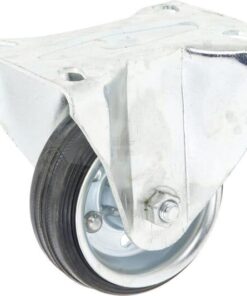 Rueda industrial fija en goma: Ø80 x 30 mm, placa de soporte: 100 x 85 mm. Capacidad: 75 kg, Ro-Carr