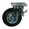 Rueda industrial giratoria en goma: Ø160 x 40 mm, placa soporte con freno: 135 x 110 mm. Capacidad: 180 kg, Ro-Carr