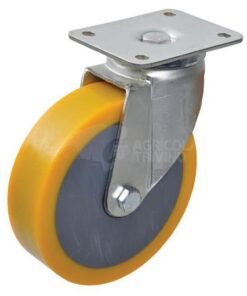 Rueda industrial giratoria en poliuretano: Ø150 x 40 mm, placa de soporte: 110 x 140 mm. Capacidad: 400 kg, Ro-Carr