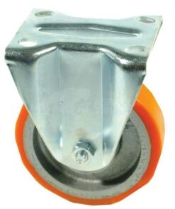 Rueda industrial fija en poliuretano: Ø200 x 50 mm, placa de soporte: 145 x 110 mm. Capacidad: 830 kg, Ro-Carr