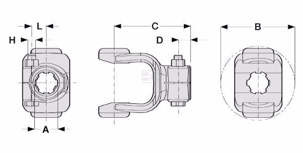 Horquilla con perno tensor, Ø1,3/4" - 20 estrías, T60/V60 Comer 2 Horquilla con perno tensor, Ø1,3/4" - 20 estrías, T60/V60 Comer