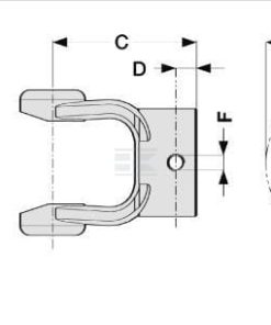 Horquilla para orificio liso con chaveta, para ejes de Ø40 mm, T60/V60 Comer