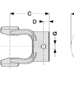 Horquilla para orificio liso con chaveta, para ejes de Ø45 mm, T80/V80 Comer
