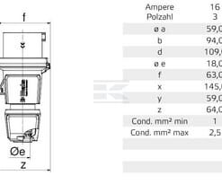 Enchufe CEE 16A 5P 400V IP44 QC IQ