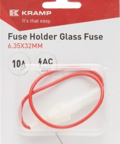 Fuse holder glass fuse 10A 250V AC 6.35x30mm white flame-retard plastic