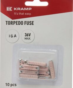 Fusible tipo torpedo, cerámica, 16A, 36V, rojo (10 uds.)
