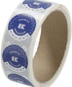 Rollo de pegatinas "Caja homologada" FR+NL, azul