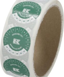 Rollo de pegatinas "Caja homologada" FR+NL, verde