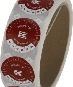 Rollo de pegatinas "Caja homologada" FR+NL, rojo