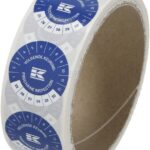 Rollo de pegatinas "Inspección válida hasta" FR+NL, azul