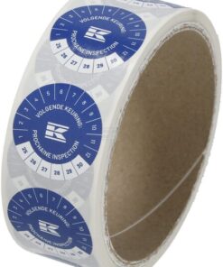 Rollo de pegatinas "Inspección válida hasta" FR+NL, azul
