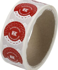 Rollo de pegatinas "Inspección válida hasta" FR+NL, rojo