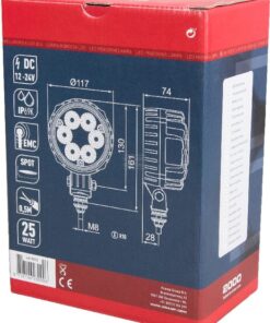 Foco de trabajo LED, 25W, 2000lm, redondo, 10/30V, Ø 117mm, haz de luz concentrado, 6 leds, Kramp 12 Foco de trabajo LED, 25W, 2000lm, redondo, 10/30V, Ø 117mm, haz de luz concentrado, 6 leds, Kramp