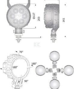 Foco de trabajo LED, 25W, 2000lm, redondo, 10/30V, Ø 117mm, haz de luz concentrado, 6 leds, Kramp 15 Foco de trabajo LED, 25W, 2000lm, redondo, 10/30V, Ø 117mm, haz de luz concentrado, 6 leds, Kramp