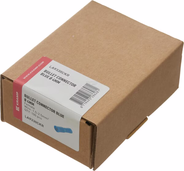 Conector empalme cable tipo bala, hembra, 1.5-2.5mm² Ø4mm, azul (100 uds.) 4 Conector empalme cable tipo bala, hembra, 1.5-2.5mm² Ø4mm, azul (100 uds.)