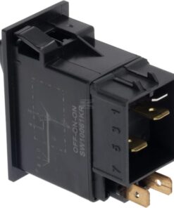 Interruptor basculante, II+I-0, apagado-encendido-encendido, 12 V, 5 polos, función iluminación, con bombilla 16 Interruptor basculante, II+I-0, apagado-encendido-encendido, 12 V, 5 polos, función iluminación, con bombilla